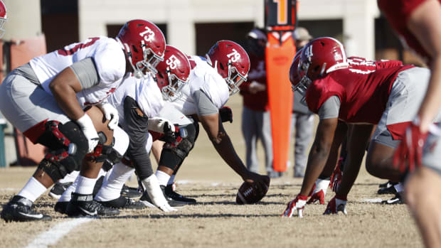 Offensive line, Alabama practice, January 5, 2020